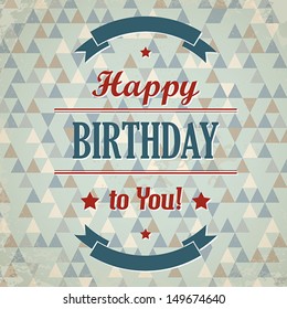 red and blue retro triangular happy birthday. happy birthday concept