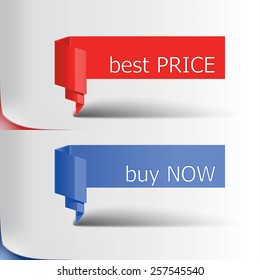 red & blue ribbon with commercial tags