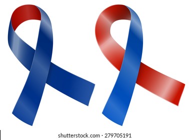 Red and blue ribbon. Haiti recovery and restoration awareness symbol. Vector illustration
