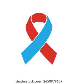 Red Blue Ribbon Symbol on Representing Diabetes Awareness Support vector