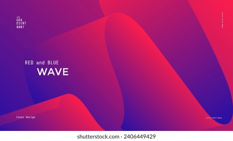 Red and blue ribbon wave. Modern background with wavy gradient shape. Vector