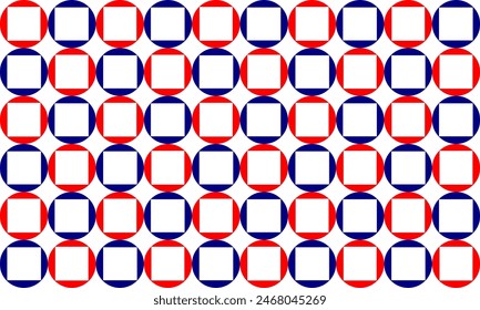 anillo rojo y azul cuadrado bloque de tablero de ajedrez sobre fondo blanco, diseño para impresión de tela o proyección de pintura de camiseta, patrón rectangular