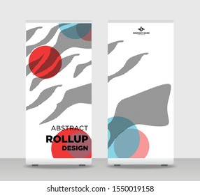 Red blue round Abstract Shapes Modern Exhibition Advertising Trend Business Roll Up Banner Stand Poster Brochure flat design template creative concept. Red blue round Roll Up EPS. Presentation
