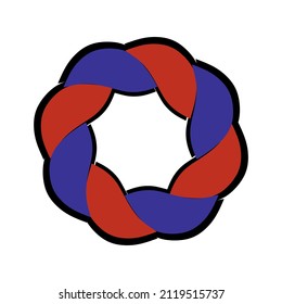 Red and blue round rope icon isolated on white background. Vector illustration