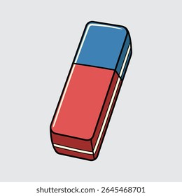 Uma ilustração de desenho animado de borracha azul vermelha isolada em um plano de fundo claro