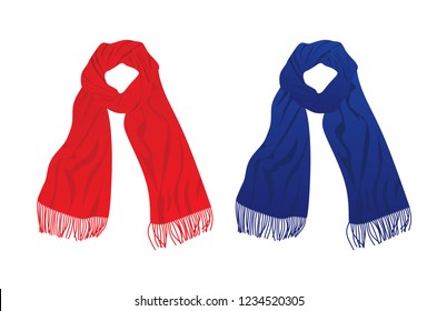 Red and blue  scarf. vector illustration