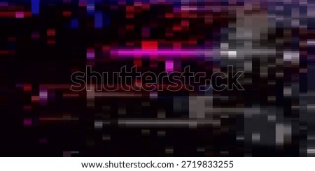 Red and blue screen frame bg. Noise vhs tv effect background. Digital static pixel error signal. Futuristic abstract rewind video hologram with scratch and chaos destruction. Old cyber broken tape

