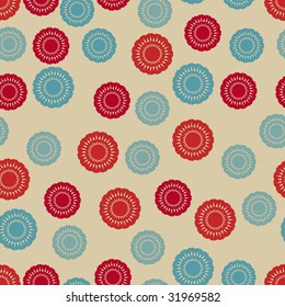 Red and blue seamless flowers pattern