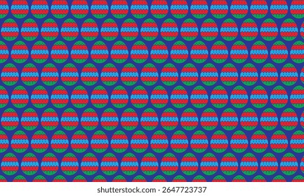 Red and blue seamless geometric fabric pattern with metallic grid texture