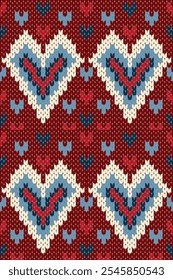 Vermelho e azul Padrão de malha sem costura Tailândia com forma de coração 