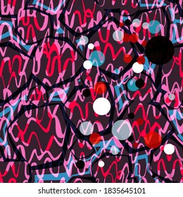 Red and blue seamless texture with wavy lines. Abstract vector background for web page, banners backdrop, fabric, home decor, wrapping