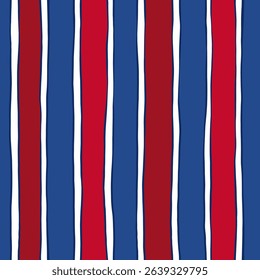 Red and blue seamless vector pattern. Hand drawn lines background