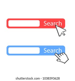Red and blue search bar vector icon set isolated on white background