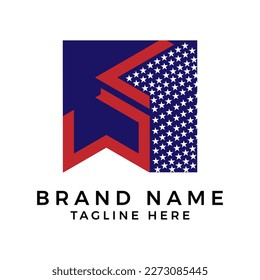 Red and Blue Shield Emblem Logo Template.company logo Can be used for personal and Corporate business. Patriotic icon.