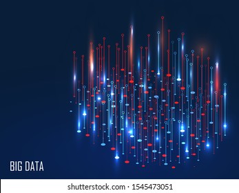 Red and blue shining magic lights on background for Big Data concept.
