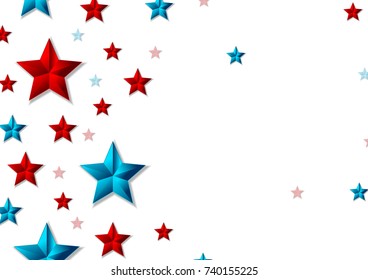 Red and blue shiny stars abstract vector background