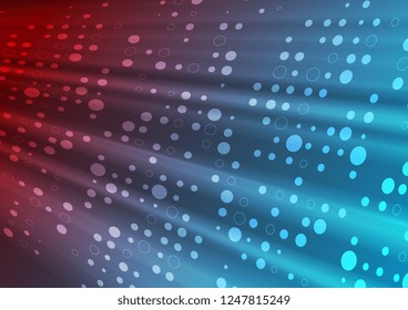 Fondo abstracto tecnológico brillante rojo y azul con partículas de círculo. Diseño de vectores