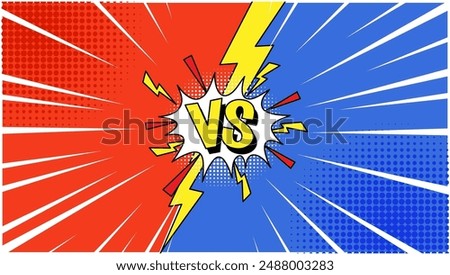 Red and blue sides with VS in center