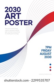 Red, blue, simple line background graphic art poster