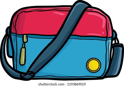 Red blue sling bag cartoon illustration