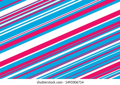 Red and blue sloping strips of different thicknesses. Texture of Christmas candy cane. Vector illustration
