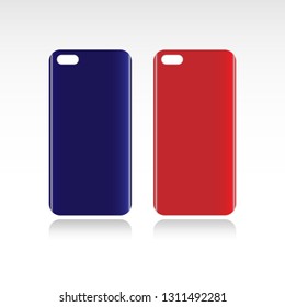 Red and Blue smartphone cases isolated on white. Vector illustration