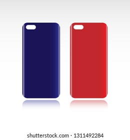 Red and Blue smartphone cases isolated on white. Vector illustration