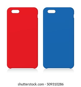 Red and Blue smartphone cases isolated on white. Vector illustration