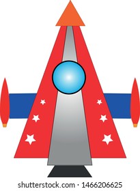 red blue space ship rocket 