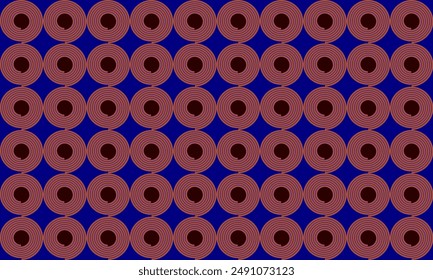 red and blue spiral on blue background repeat seamless pattern design for fabric printing, round circle patter