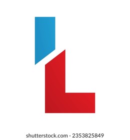 Red and Blue Split Shaped Letter L Icon on a White Background