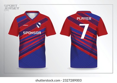 red blue sport jersey for football and soccer shirt template