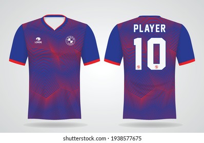 Red Blue Sports Jersey Template For Team Uniforms And Soccer T Shirt Design