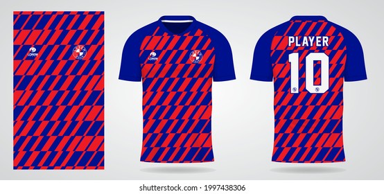 red blue sports jersey template for team uniforms and Soccer t shirt design