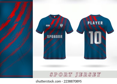 Diseño de plantilla de jersey deportivo azul rojo