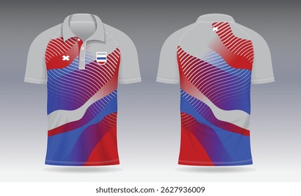 red blue sports jersey template for team uniforms and Soccer shirt design