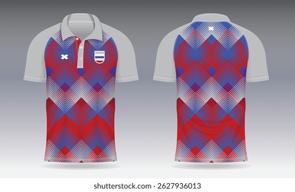 red blue sports jersey template for team uniforms and Soccer shirt design