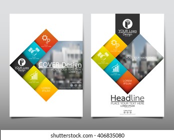 Red and blue square annual report brochure flyer design template vector, Leaflet cover presentation abstract flat background, layout in A4 size