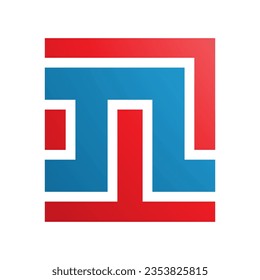 Letra roja y cuadrada azul con forma de icono N en un fondo blanco