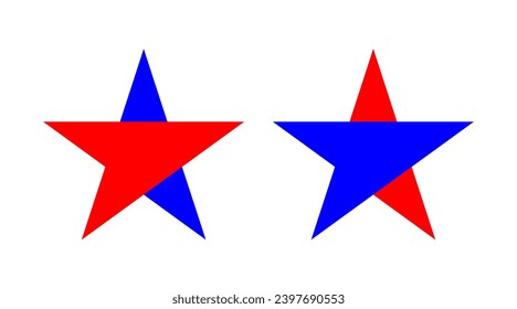 Red and blue star award flat icons set illustration. Collection of Christmas stars logo isolated on white background vector.