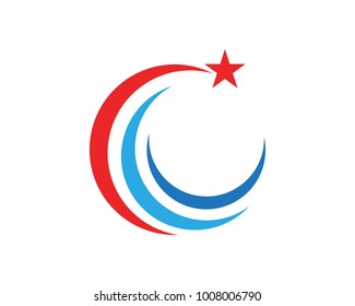 Red and blue Star falcon Logo Template vector icon