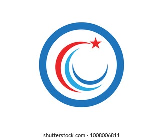 Red and blue Star falcon Logo Template vector icon