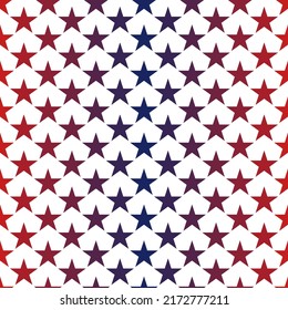 Red and blue star seamless pattern isolated on white background. Vector illustration graphic.