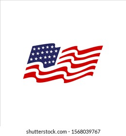 red blue star and stripes america US flag logo design . USA flags elements vector icons template