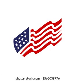 red blue star and stripes america US flag logo design . USA flags elements vector icons template