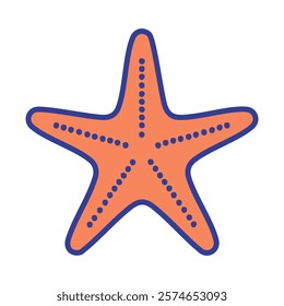 Red and blue starfish flat color icon. Sea life fish symbol vector illustration.