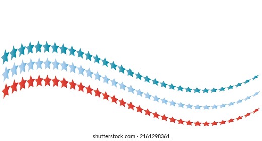 Red and Blue stars border illustration. Stars and Stripes concept decoration graphics for US national event design and background. Vector illustration.