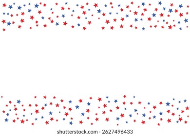 Red blue stars confetti in USA flag colors for Independence Day