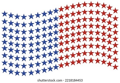 Red And Blue Stars Flag, Pattern On White Background Vector Illustration