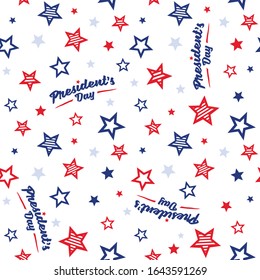 Red and Blue Stars Happy President's Day of United States seamless pattern designs